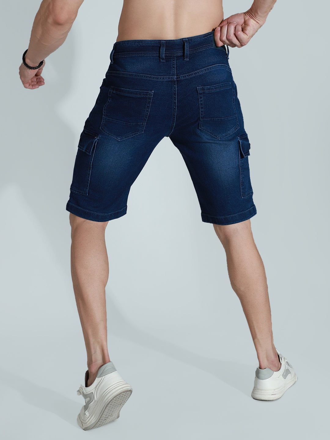 Men Mid-Rise Cotton Denim Shorts