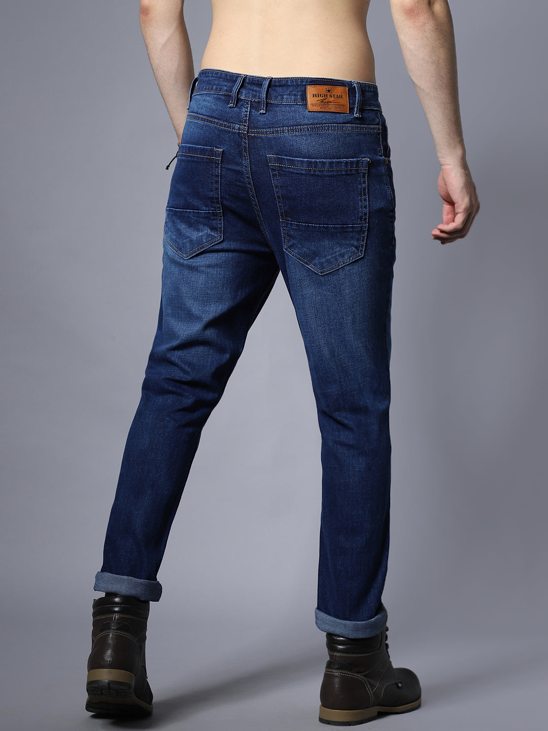 Men Straight Fit Mid Rise Light Fade Stretchable Jeans