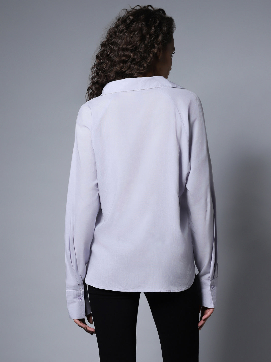 Spread Collar Long Sleeves Solid Regular Shirts