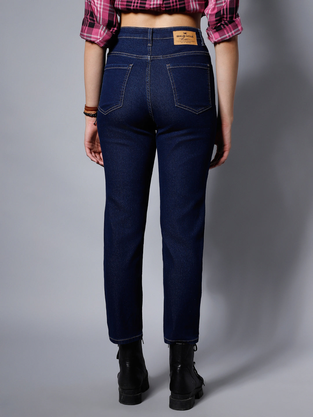 Women Blue Straight Fit High-Rise Low Distress Stretchable Jeans