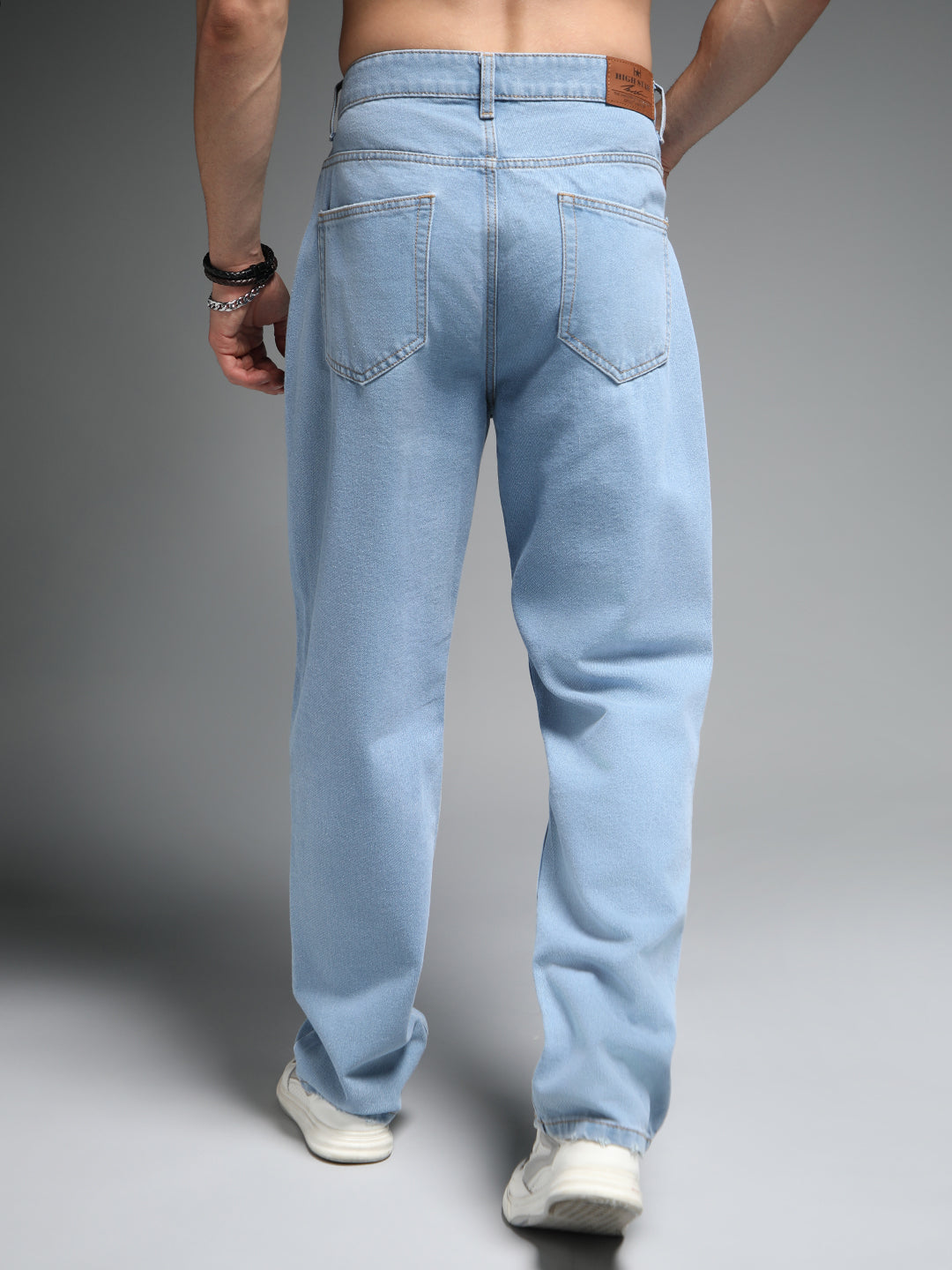 Men Straight Fit Mid-Rise Clean Look Cotton Jeans