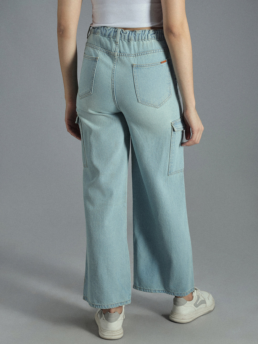 Women 90s Baggy Stretchable Distress Cargo Jeans