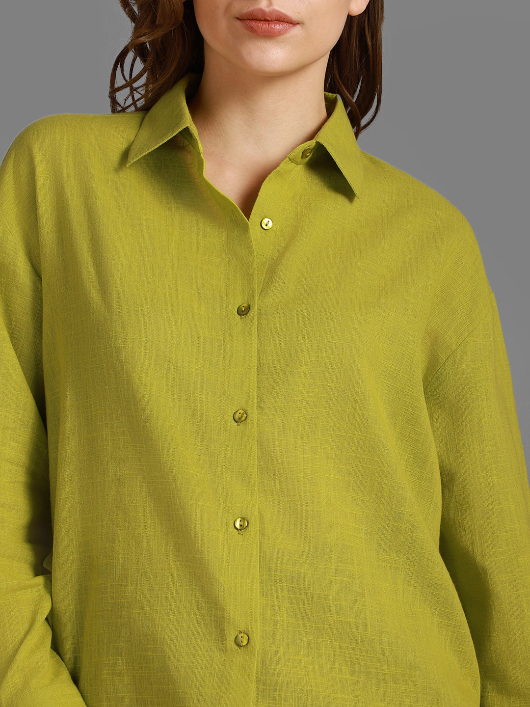 Classic Boxy Spread Collar Long Sleeves Cotton Casual Shirt