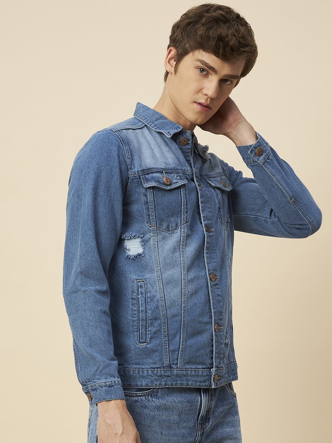 Washed Pure Cotton Denim Jacket