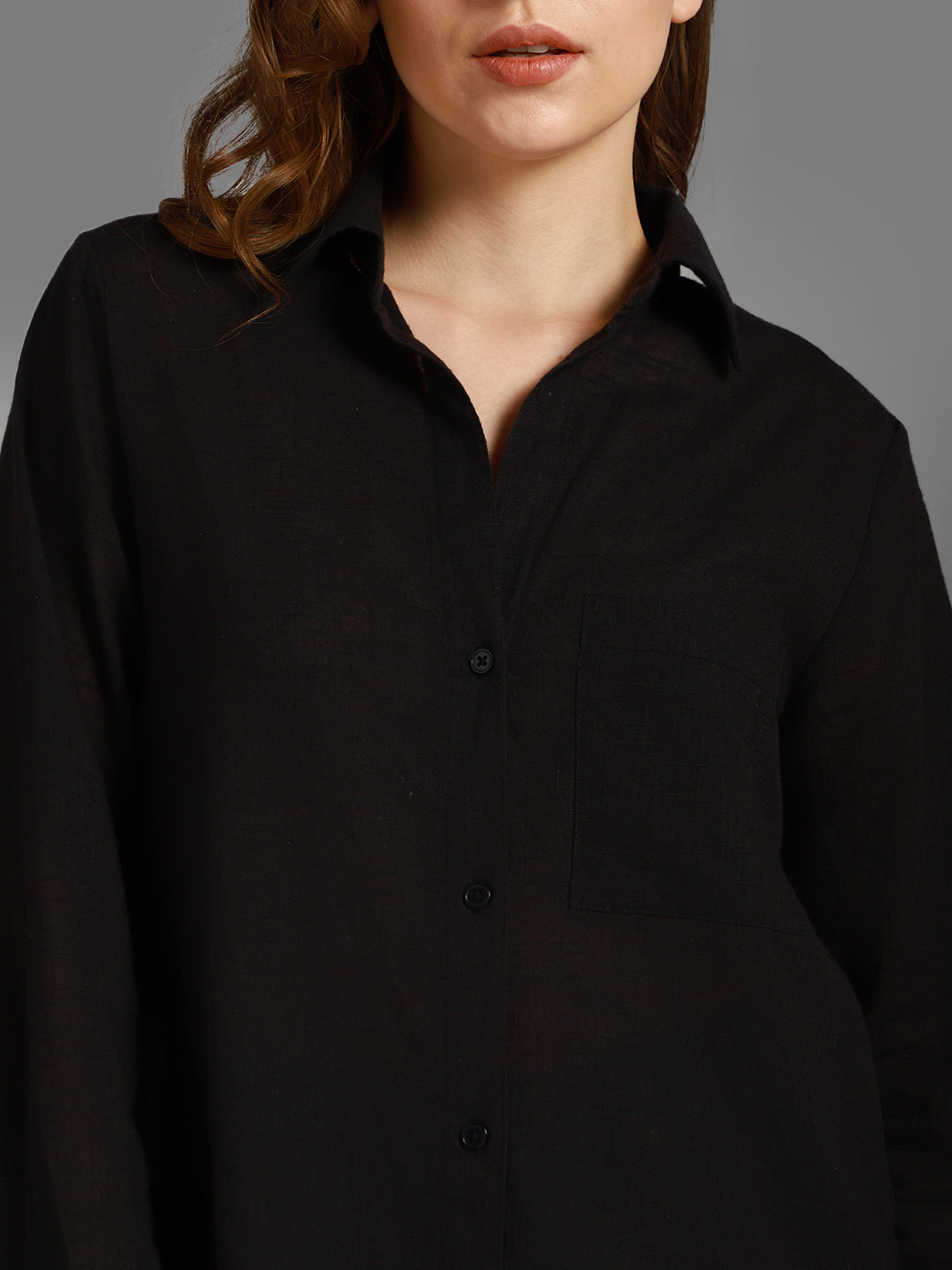 Classic Oversized Spread Collar Long Sleeves Cotton Casual Shirt