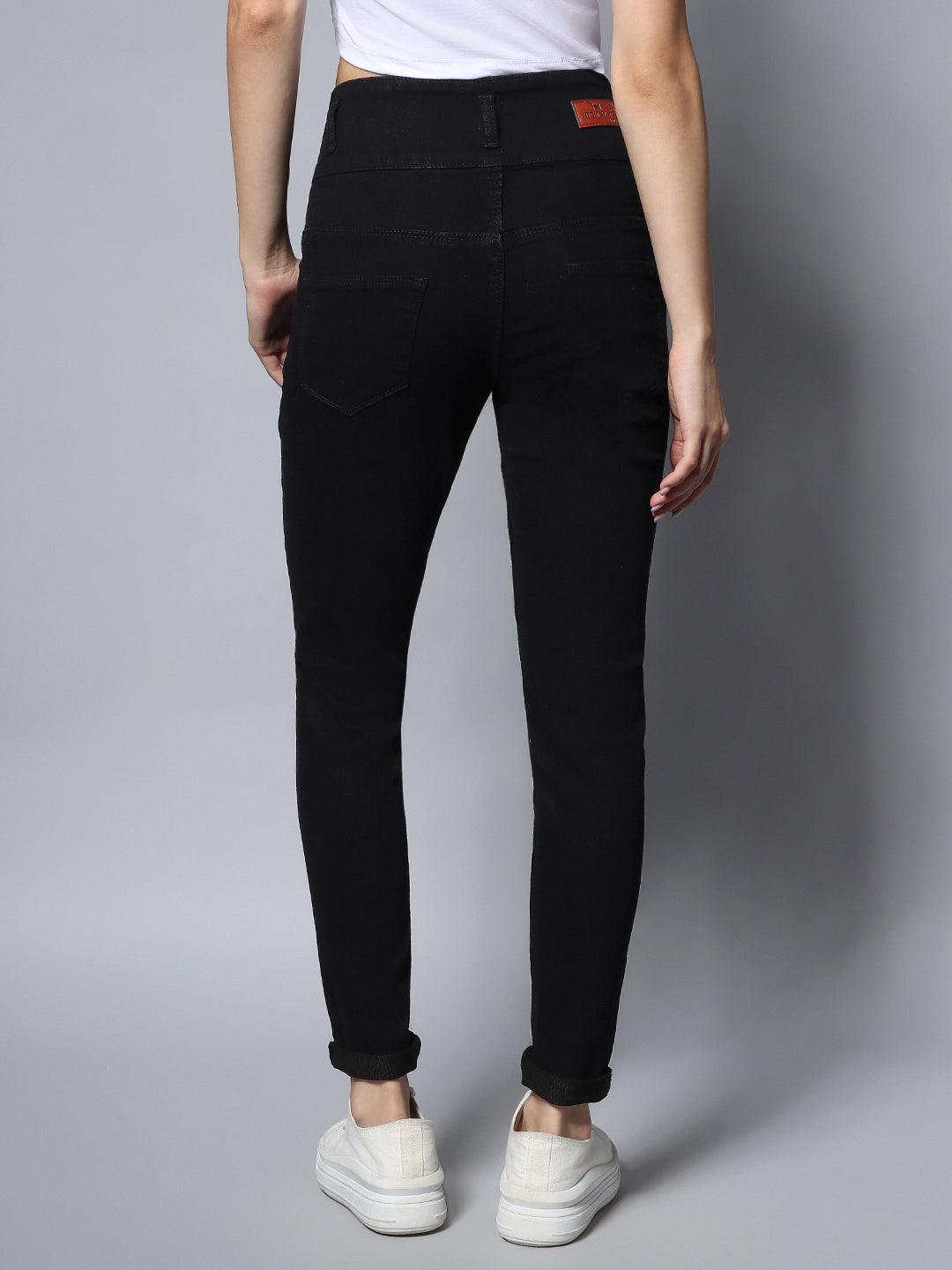 Women Black Slim Fit High-Rise Clean Look Stretchable Jeans