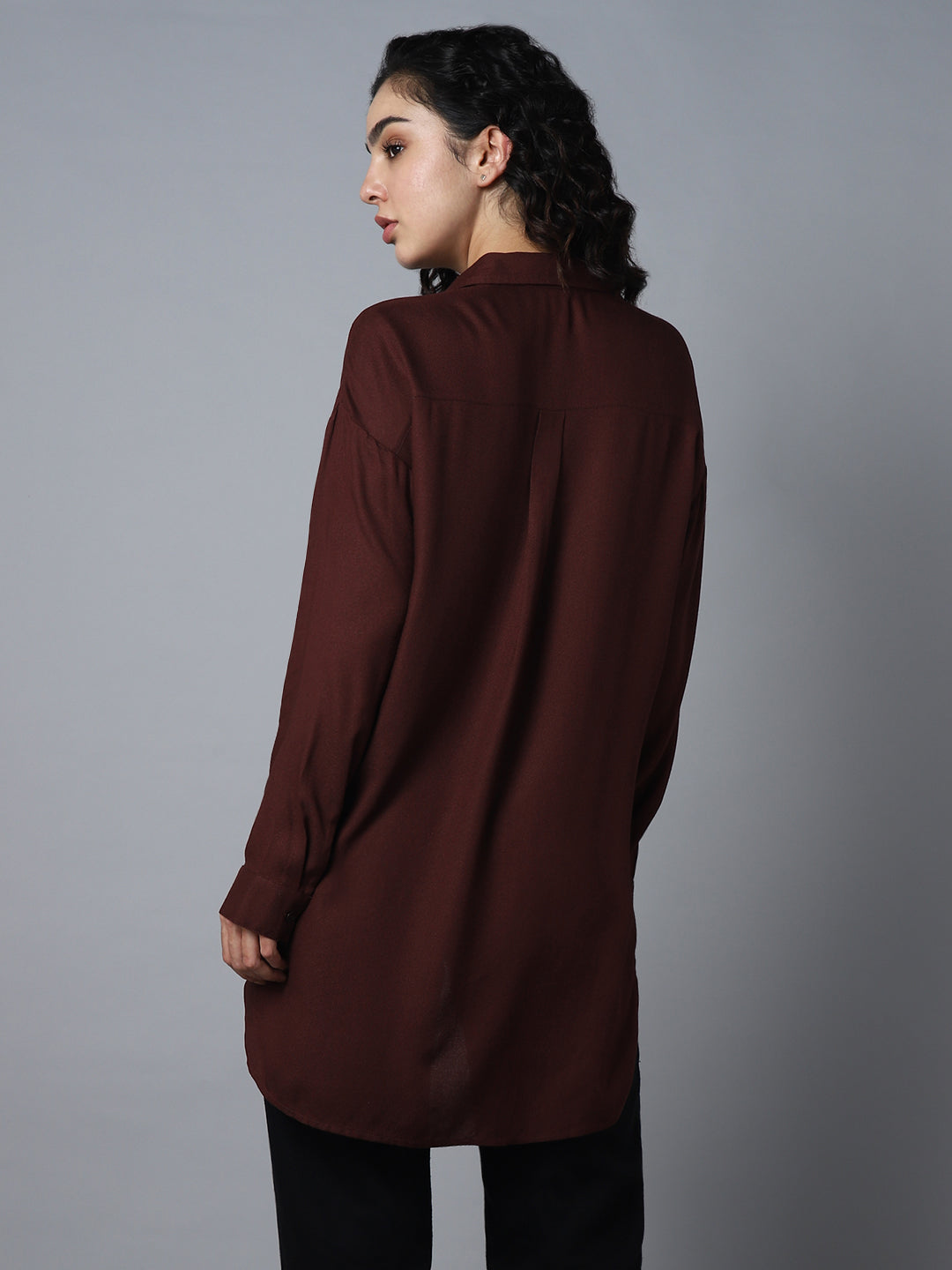 Classic Oversized Spread Collar Long Sleeves Casual Shirt