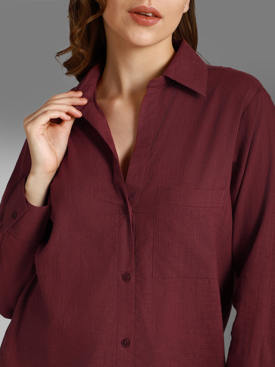 Classic Spread Collar Long Sleeves Cotton Casual Shirt