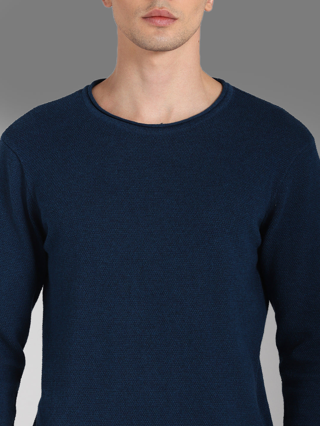 Round Neck Long Sleeves Cotton Pullover Sweater