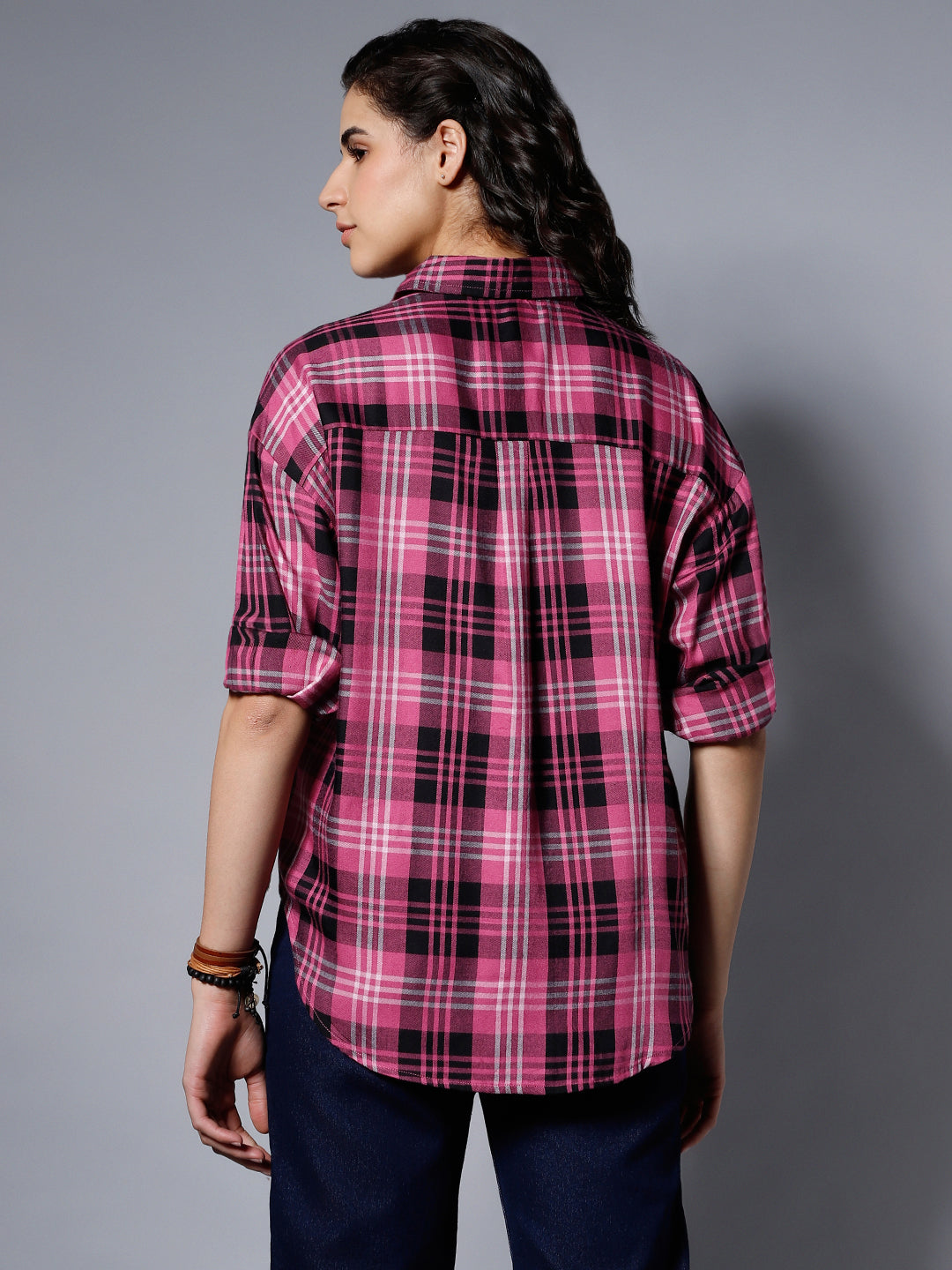 Classic Checked Spread Collar Boxy Fit Pure Cotton Casual Shirt