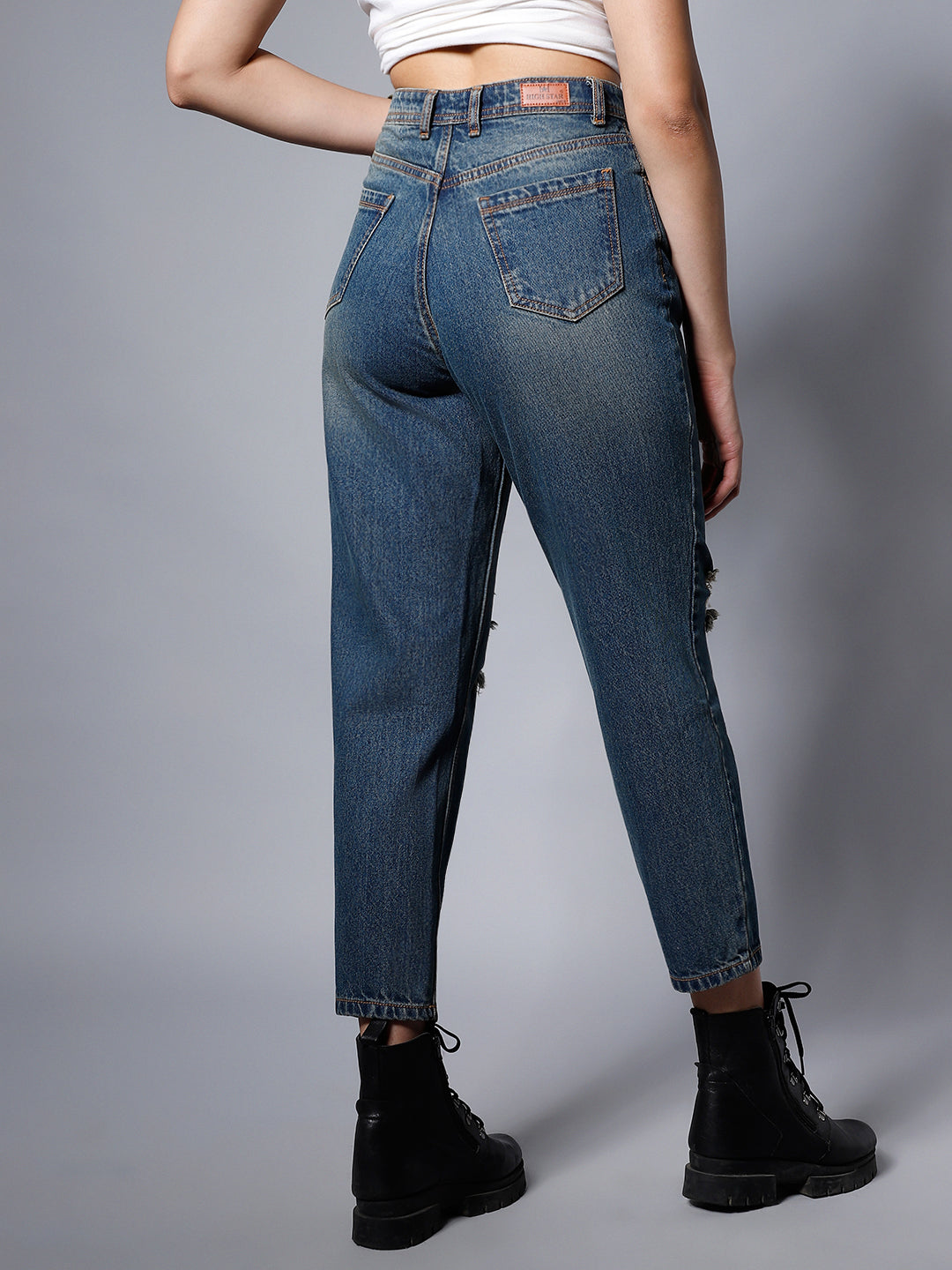 Women Blue High-Rise Highly Distressed Light Fade Jeans