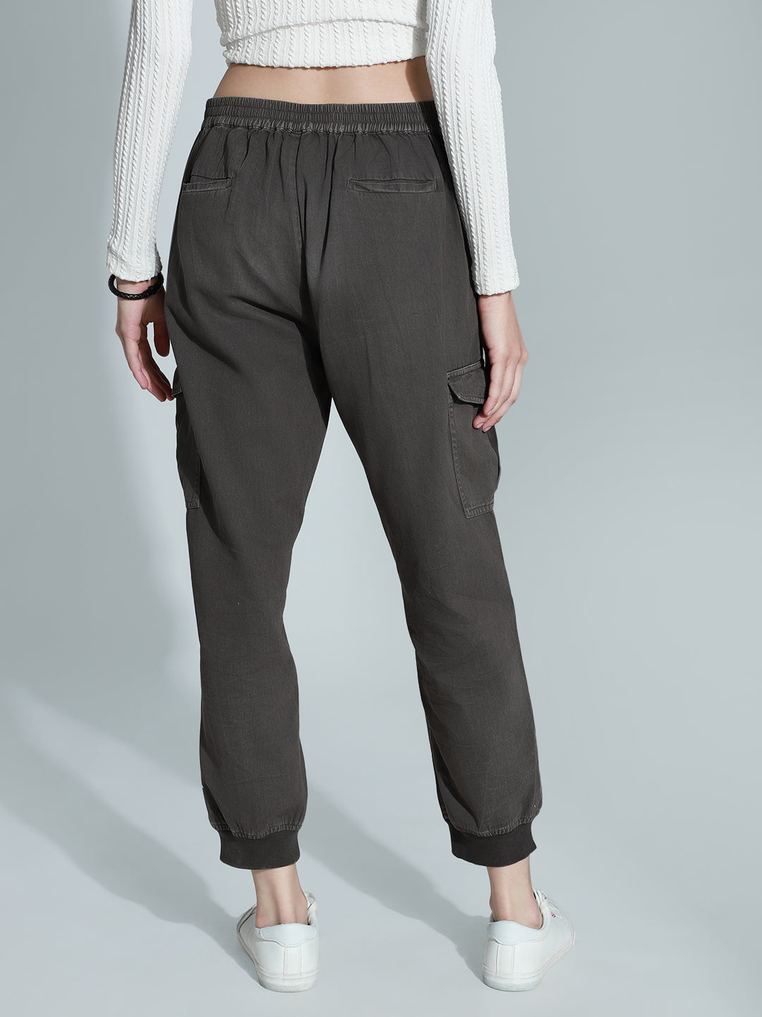 Women High-Rise Plain Cotton Joggers