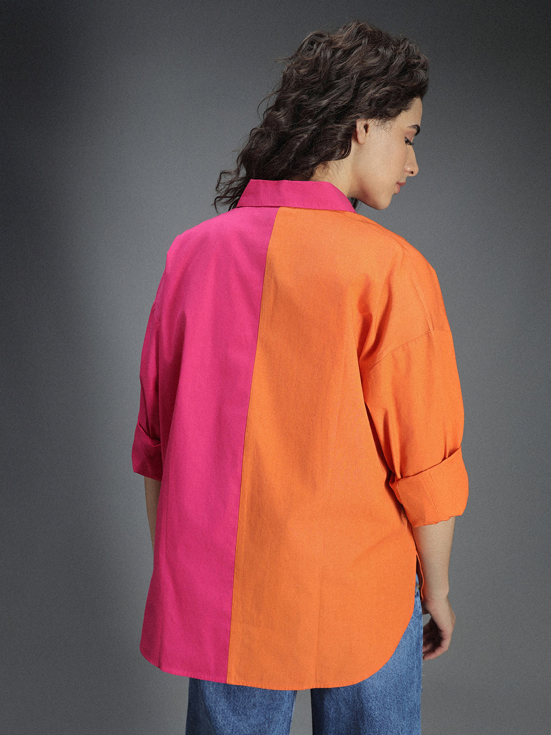 Classic Colourblocked Oversized Pure Cotton Casual Shirt