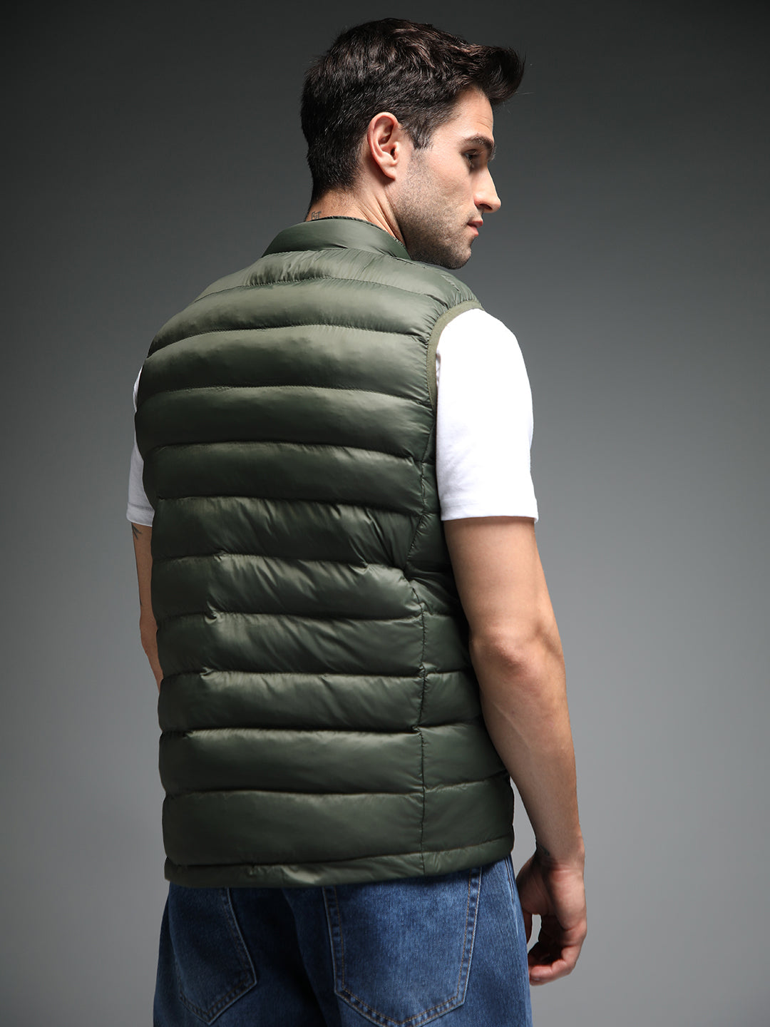 Mock Collar Sleeveless Puffer Jacket