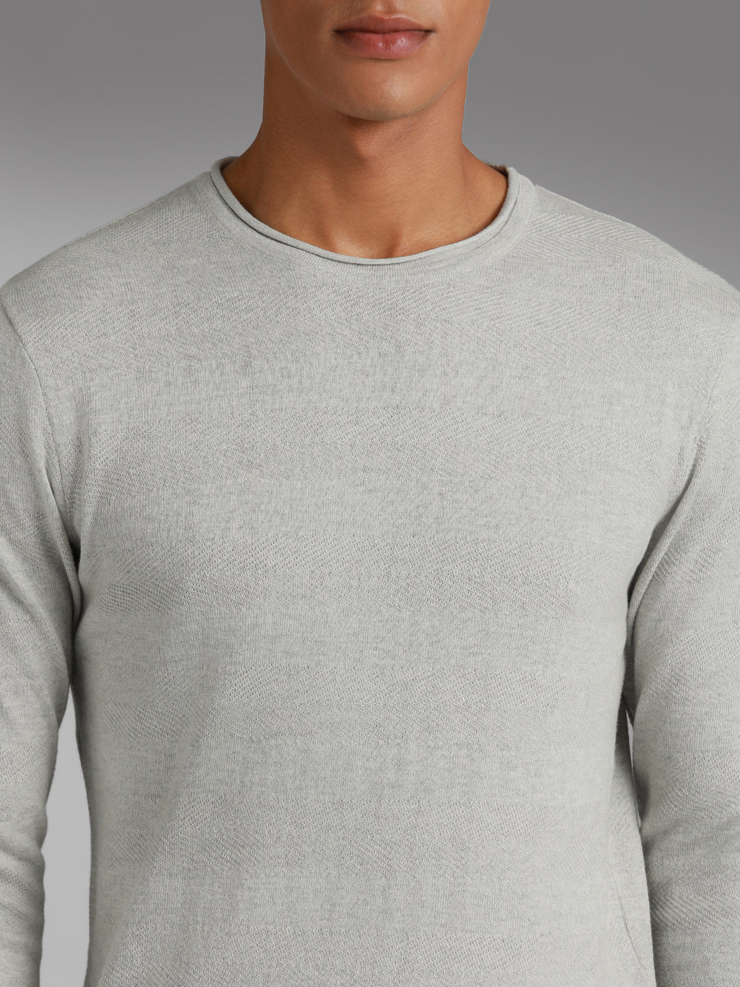 Round Neck Long Sleeves Cotton Pullover Sweater