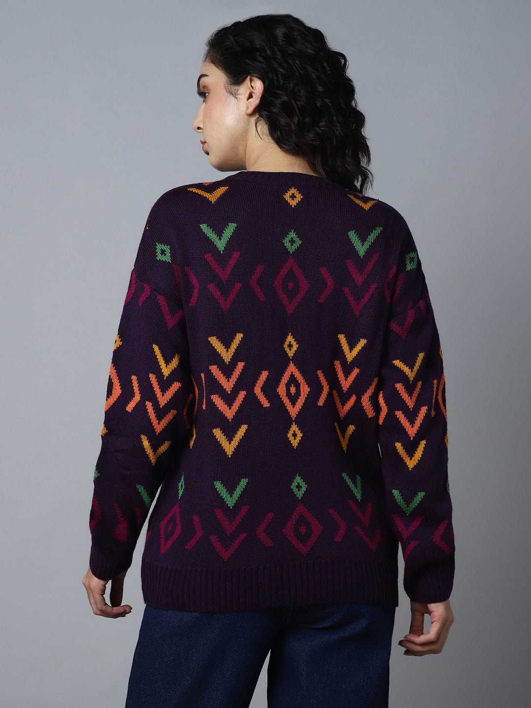 Geometric Printed Pullover Sweater