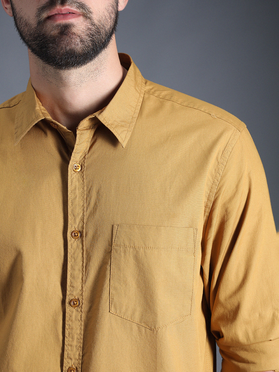 Classic Roll Up Sleeves Pure Cotton Casual Shirt