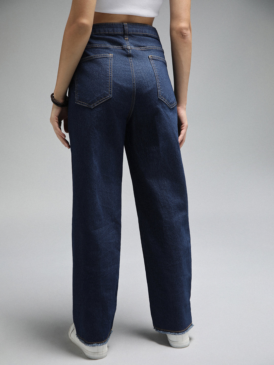 Women Straight Fit High-Rise Clean Look Stretchable Jeans