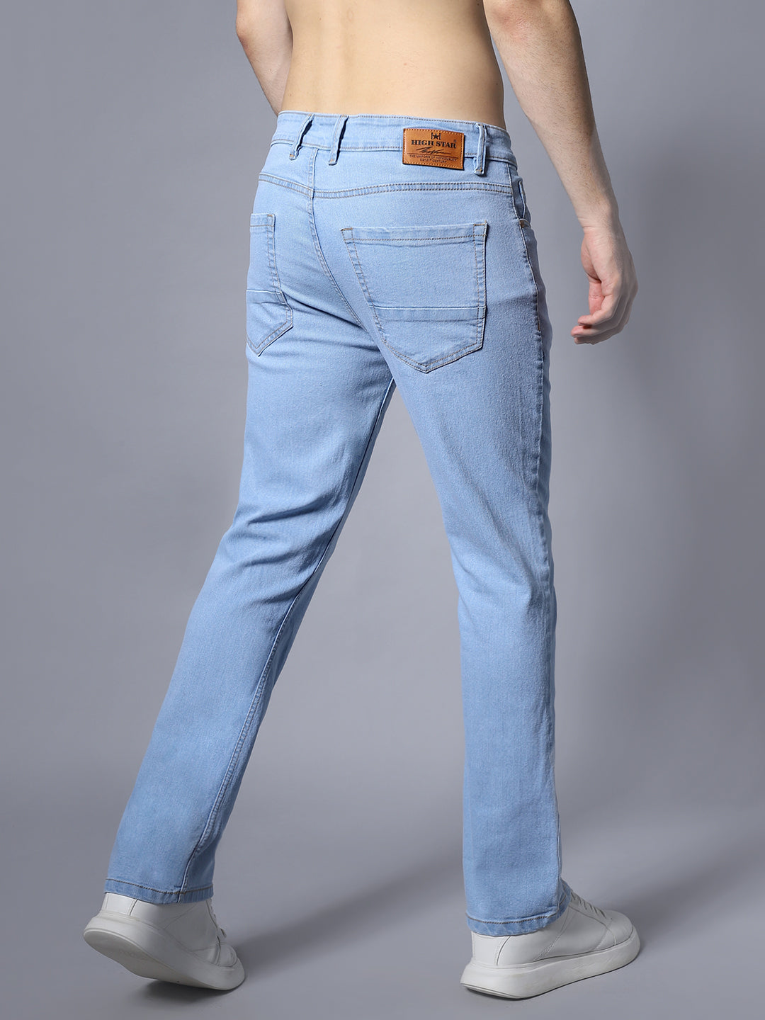 Men Wide Leg Clean Look Mid-Rise Stretchable Jeans