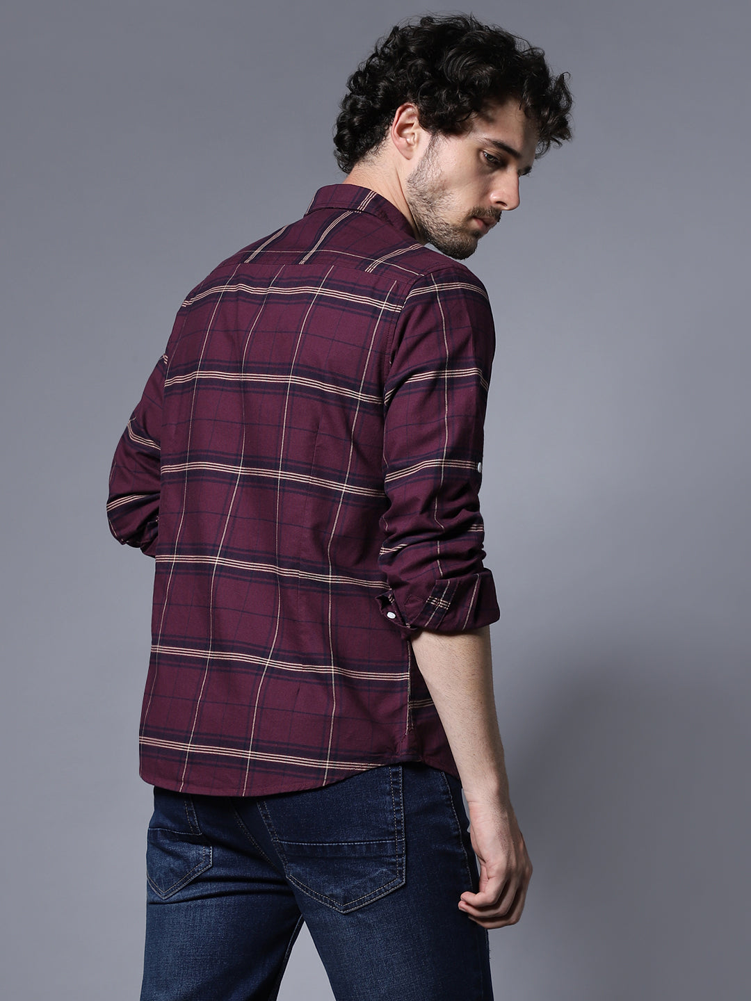 Classic Windowpane Checks Pure Cotton Casual Shirt