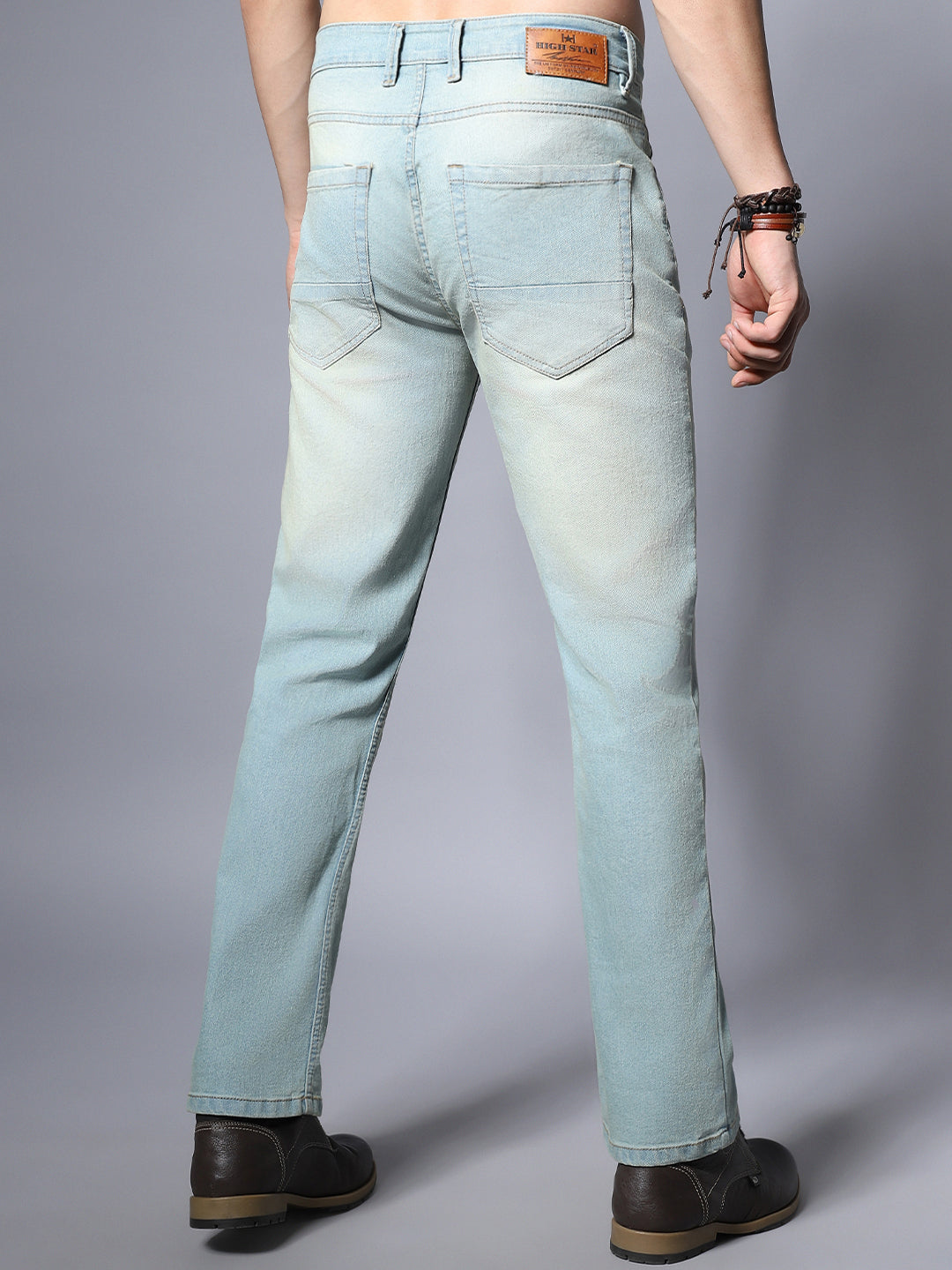 Men Blue Straight Fit Mid-Rise Stretchable Jeans