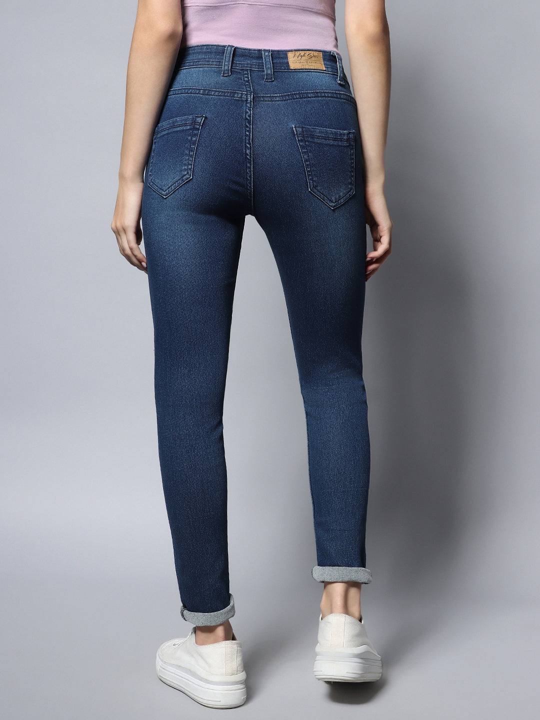 Women Stretch Straight Fit Heavy Faded Jeans