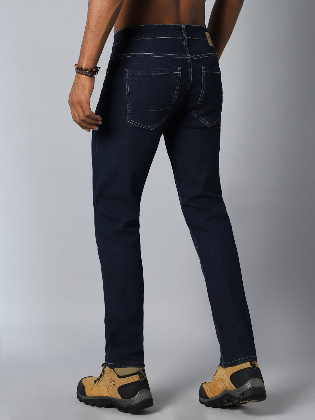 Men Straight Fit Mid-Rise Clean Look Stretchable Jeans