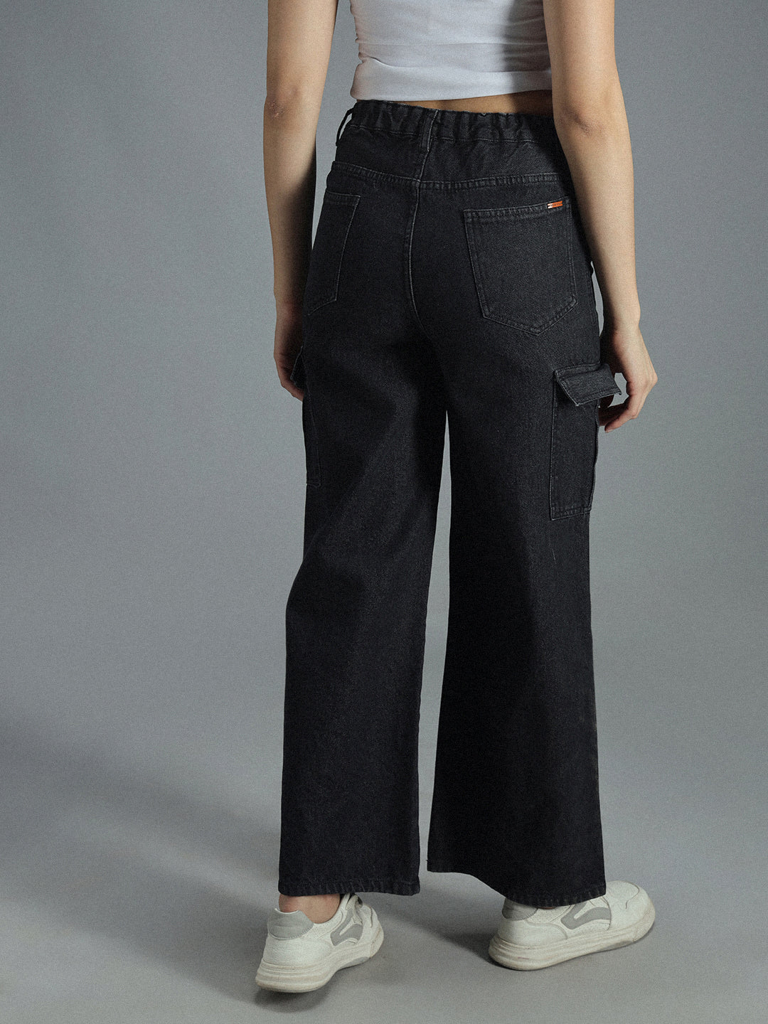 Women 90s Baggy Stretchable Distress Cargo Jeans