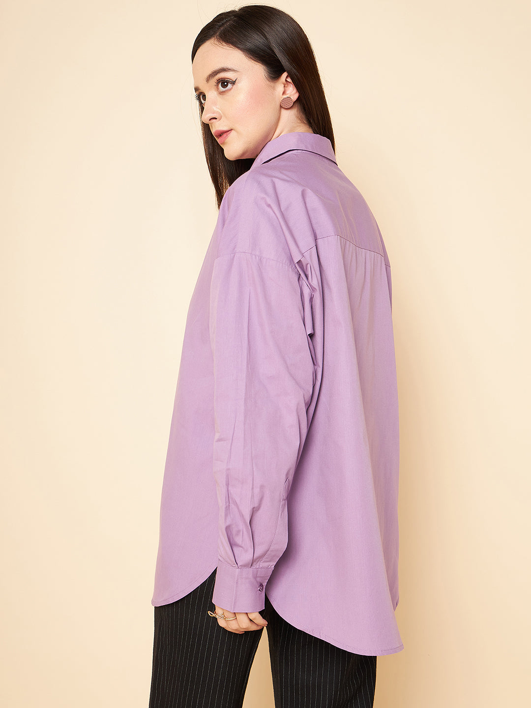 Oversized Solid Cotton Casual Shirt