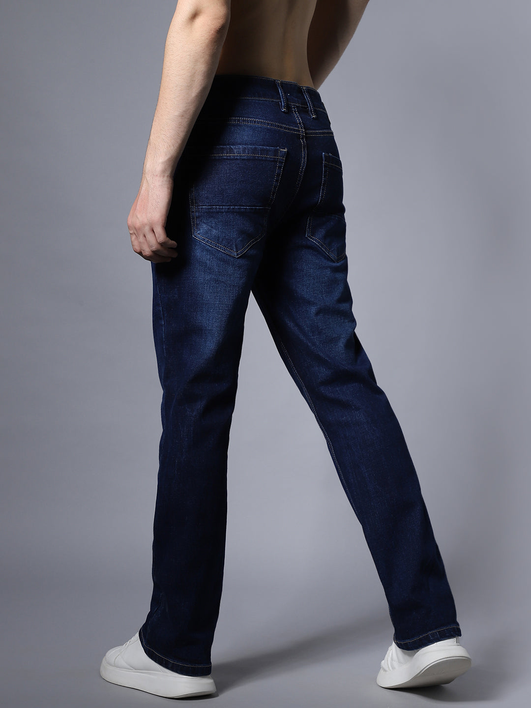 Men Wide Leg Clean Look Mid-Rise Stretchable Jeans