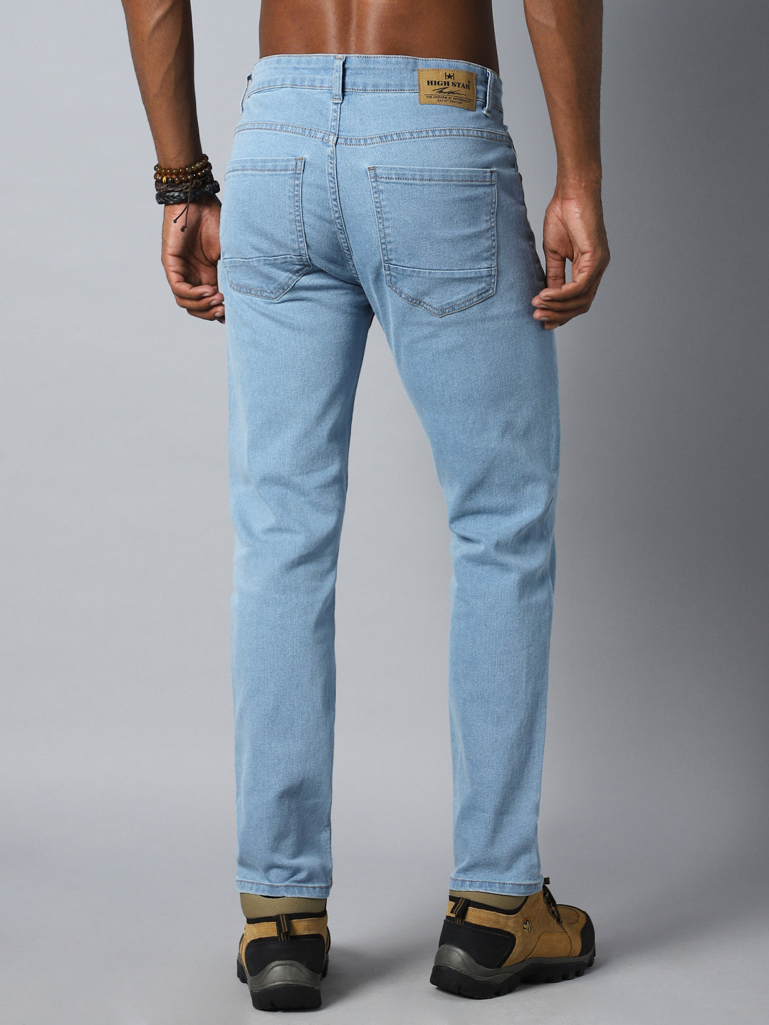 Men Straight Fit Mid-Rise Clean Look Stretchable Jeans