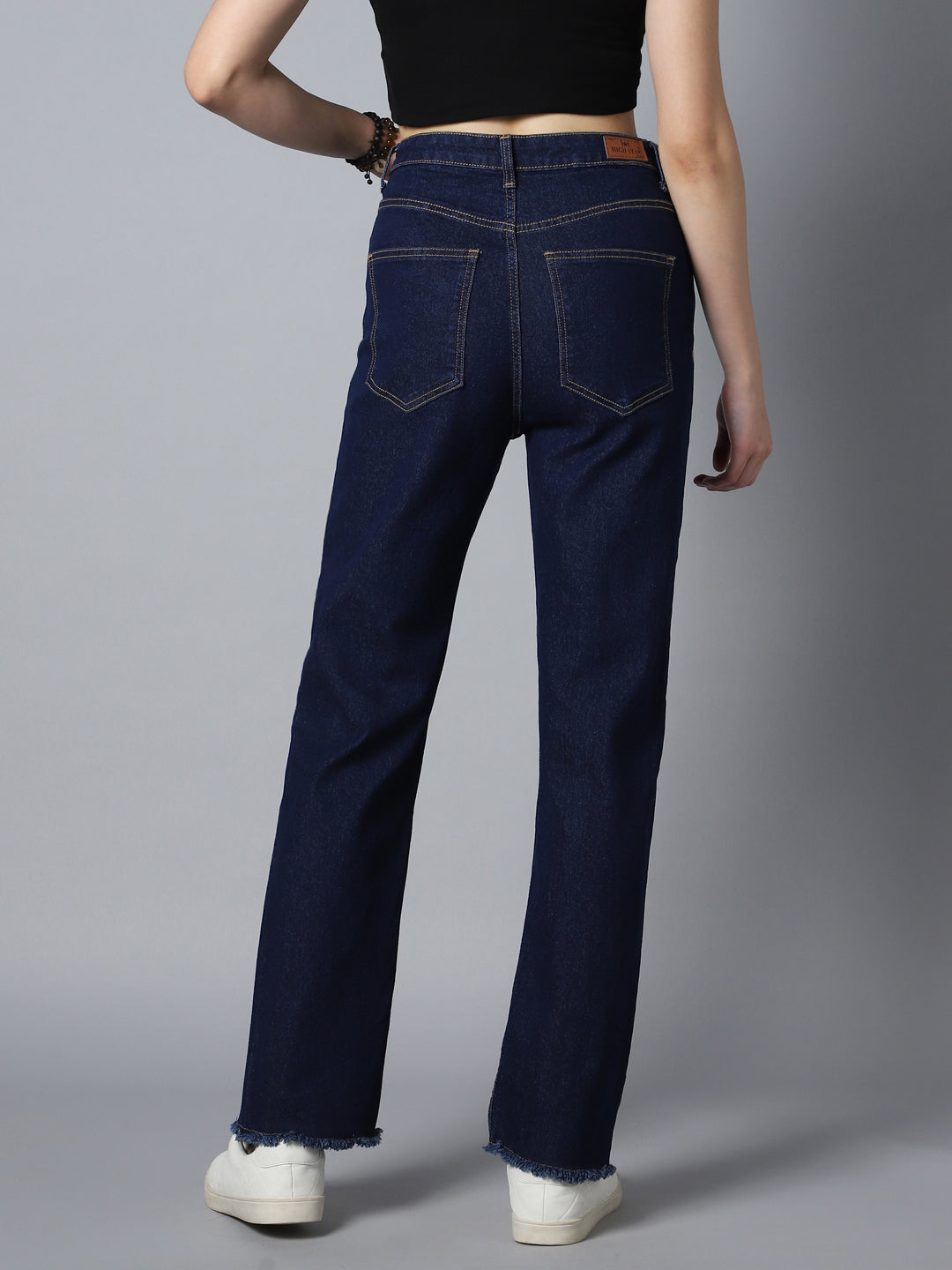 Women Straight Fit High-Rise Clean Look Stretchable Jeans