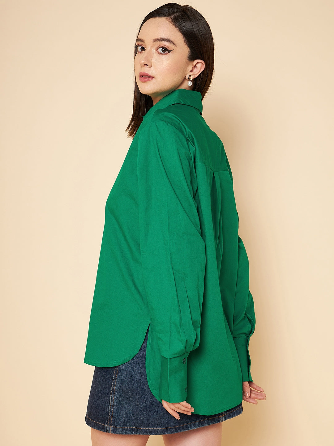 Oversized Fit Solid Cotton Casual Shirt