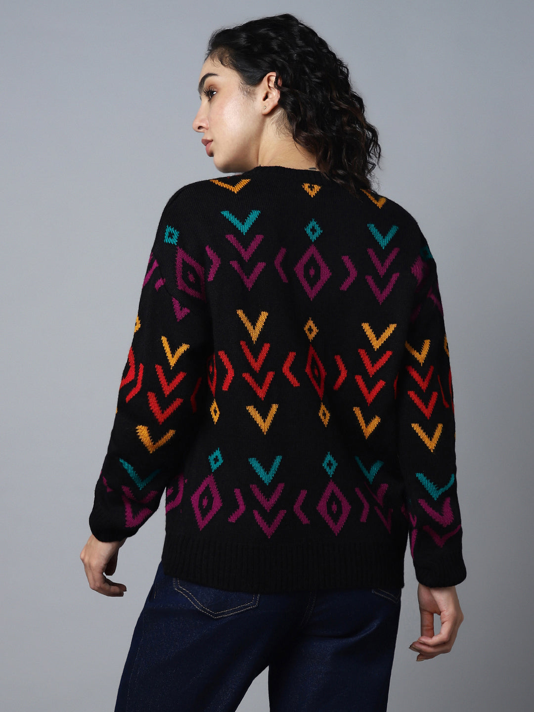 Geometric Printed Pullover Sweater