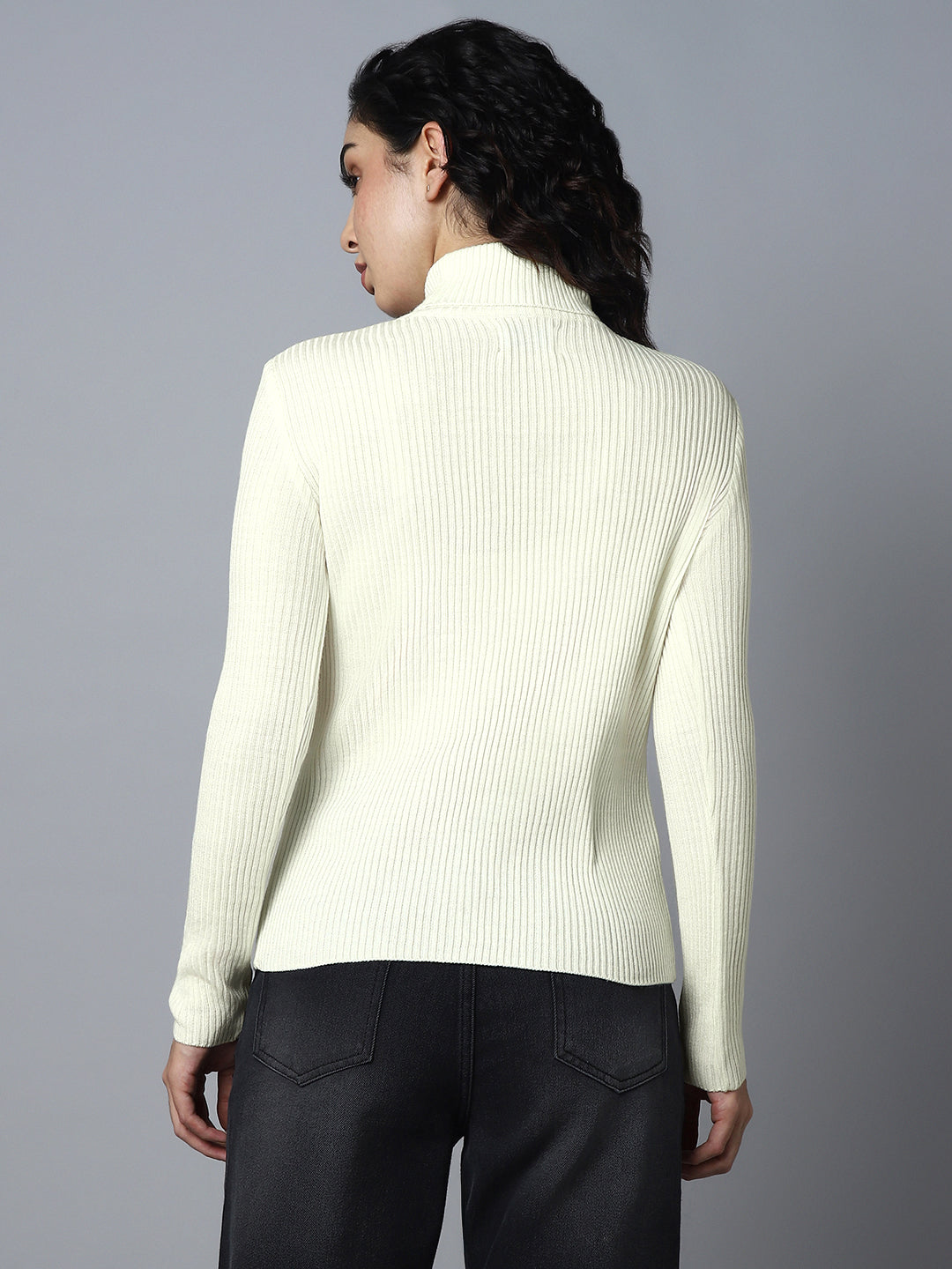 Ribbed Turtle Neck Long Sleeves Acrylic Pullover Sweaters