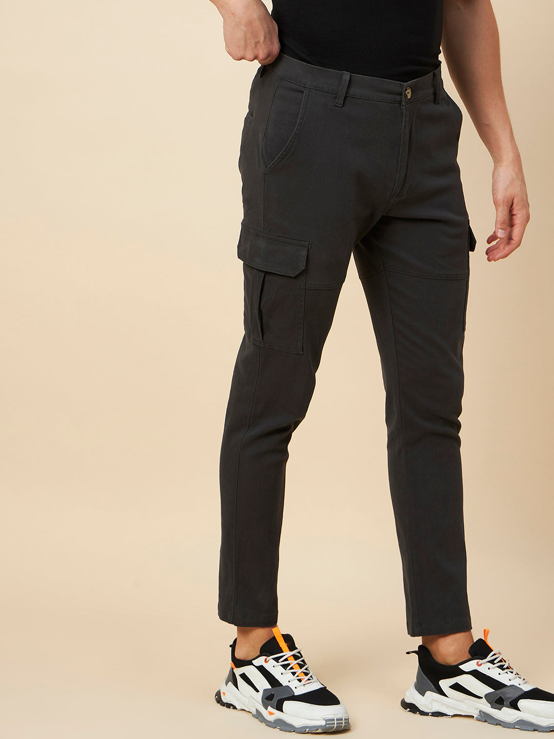 Men Mid Rise Woven Cargo Style Trousers