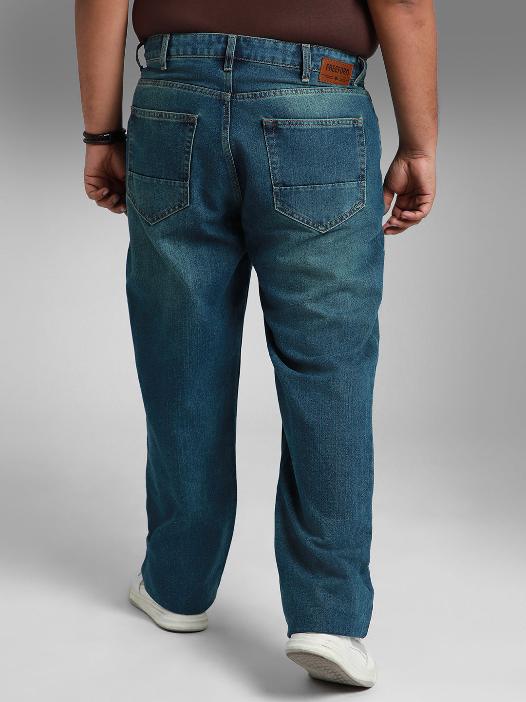 Men Plus Size Straight Fit Light Fade Pure Cotton Jeans