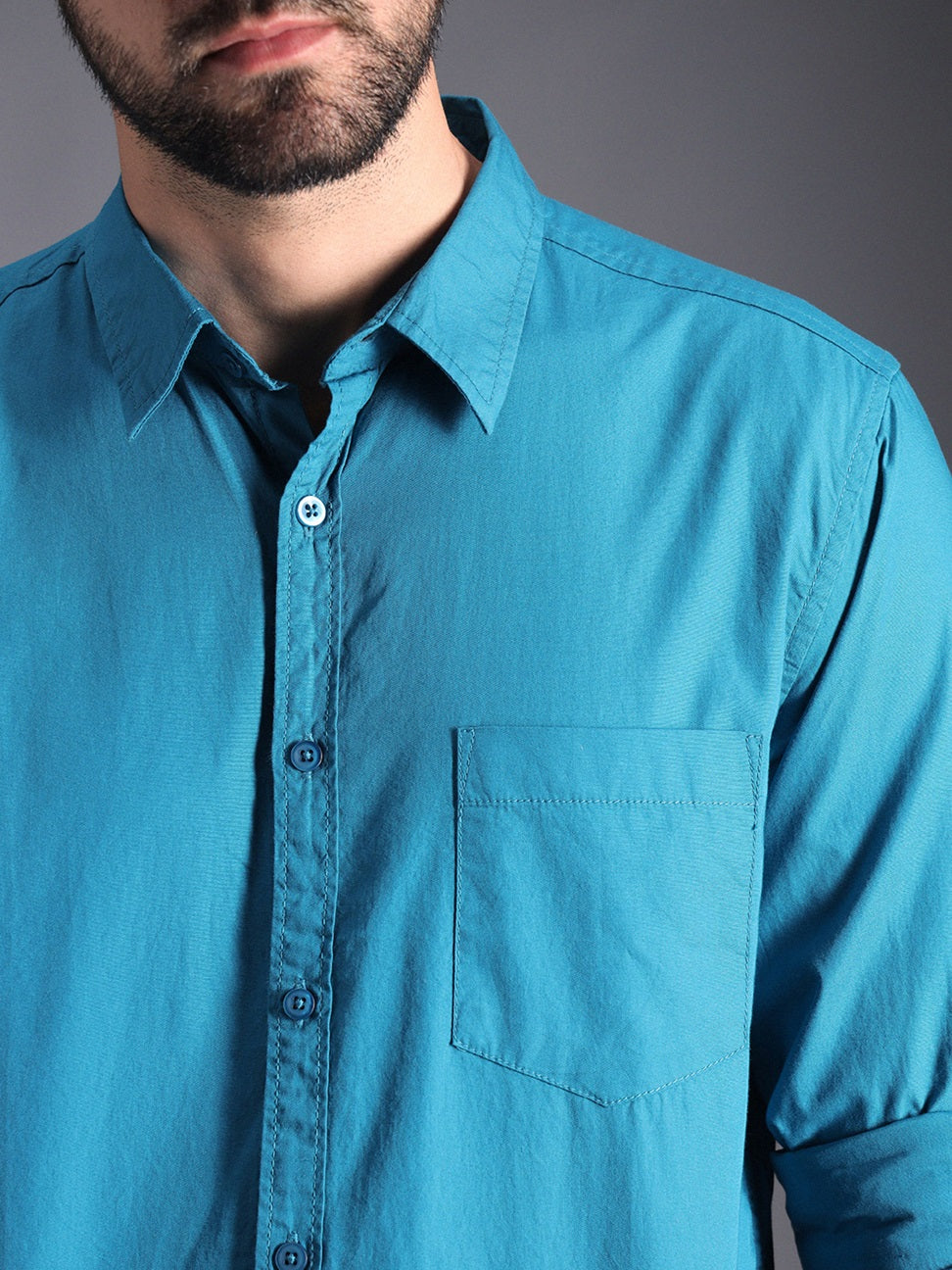 Classic Roll Up Sleeves Pure Cotton Casual Shirt