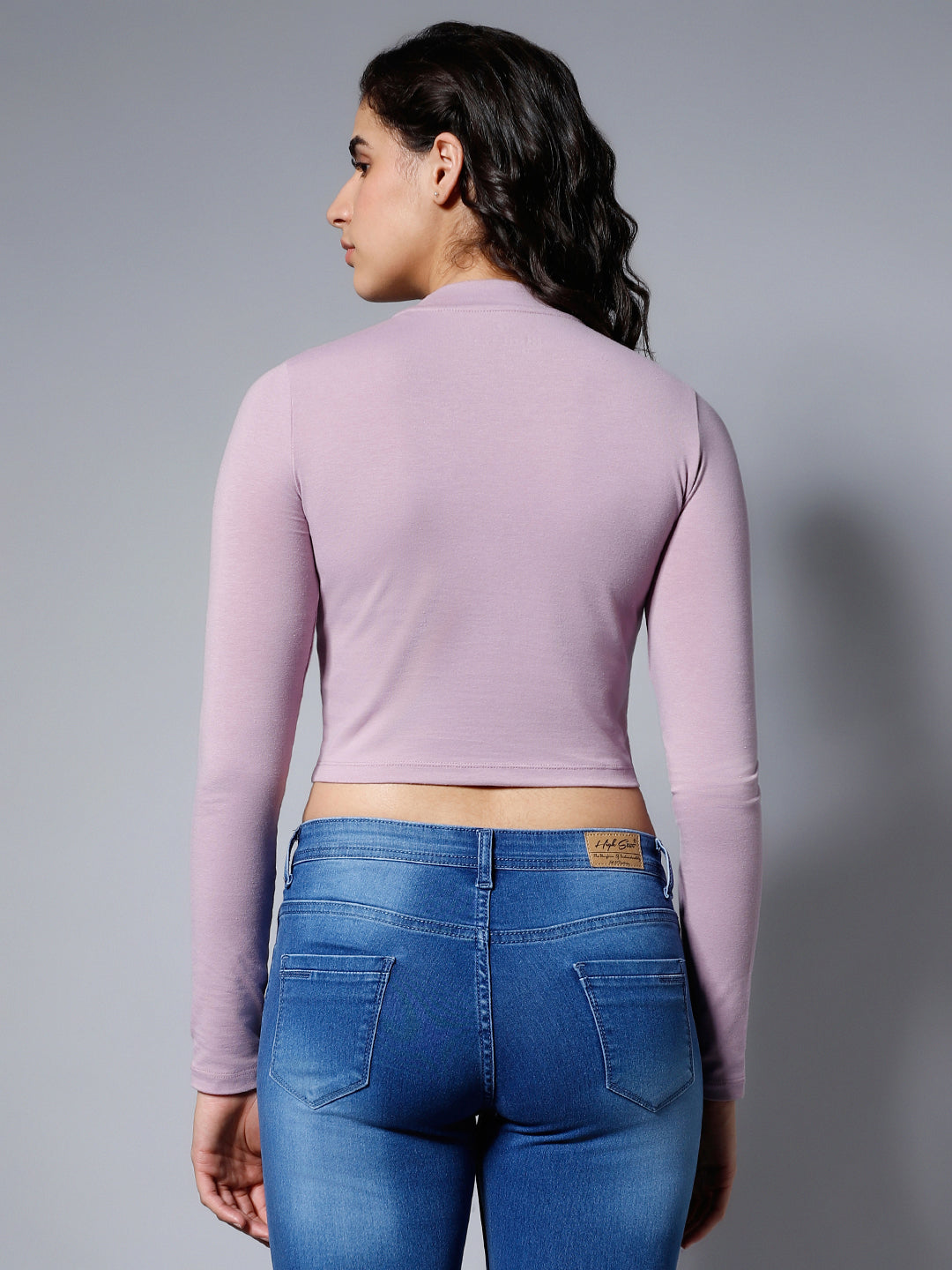 Choker Neck Fitted Full Sleeves Crop Top