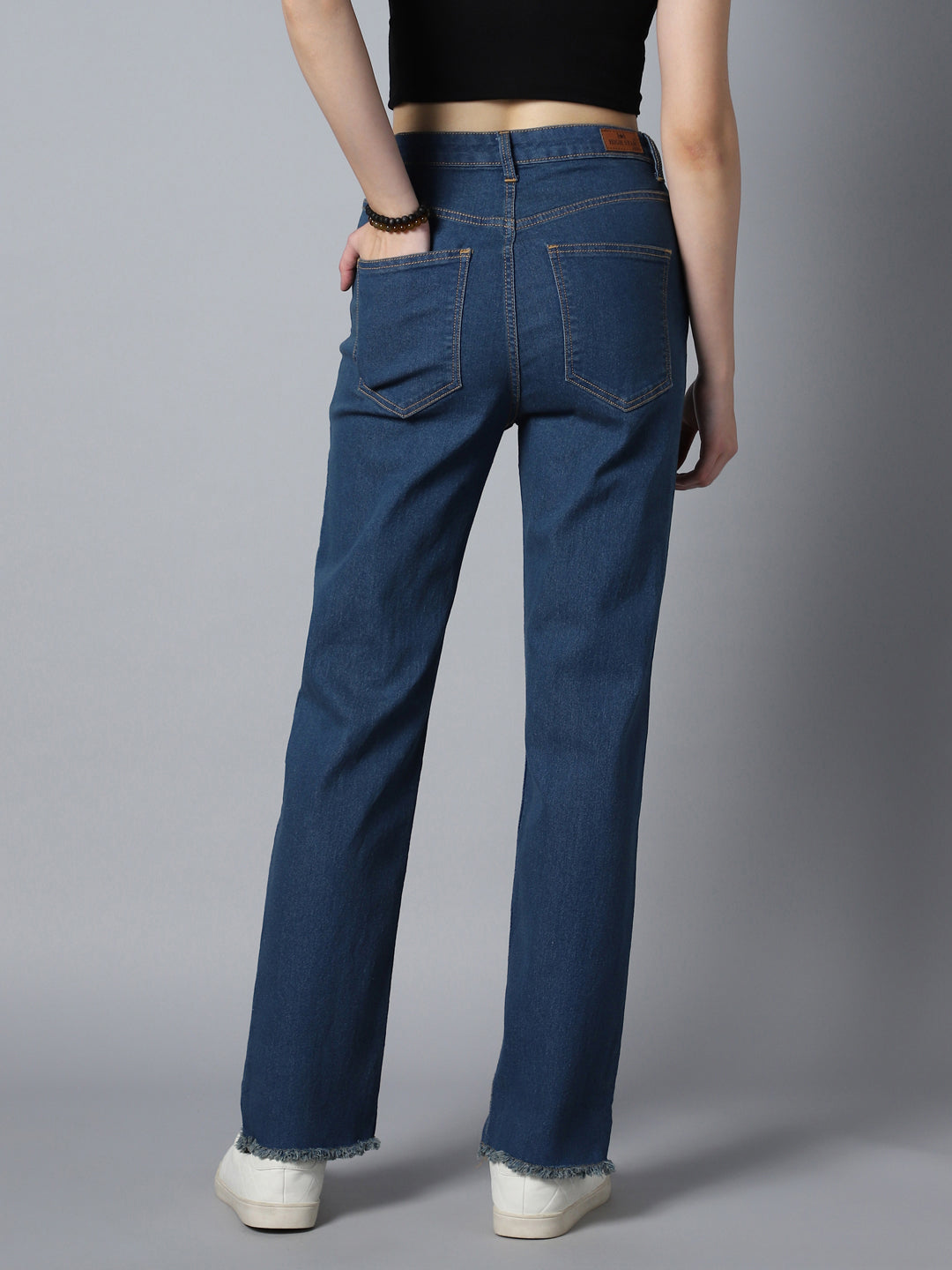 Women Straight Fit High-Rise Clean Look Stretchable Jeans