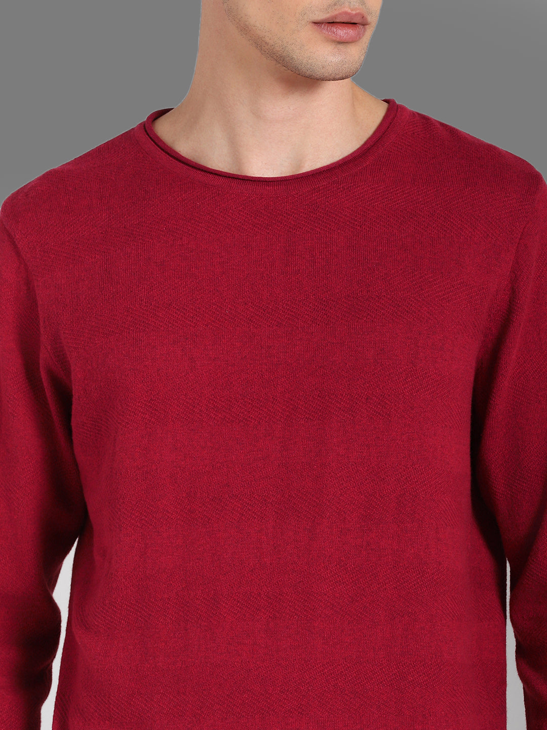 Round Neck Long Sleeves Cotton Pullover Sweater