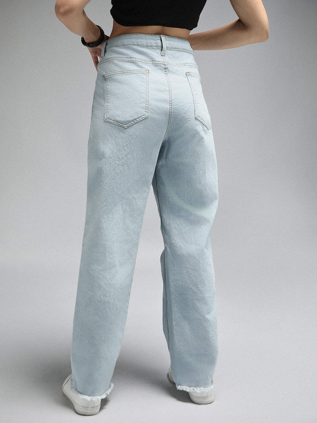 Women Straight Fit High-Rise Clean Look Stretchable Jeans