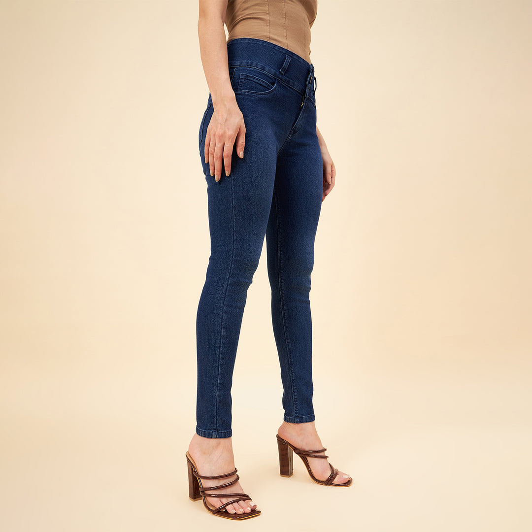 Women Plus Size Blue Slim Fit High-Rise Clean Look Stretchable Jeans