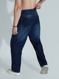 Men Wide Leg Mid-Rise Light Fade Clean Look Cotton Jeans