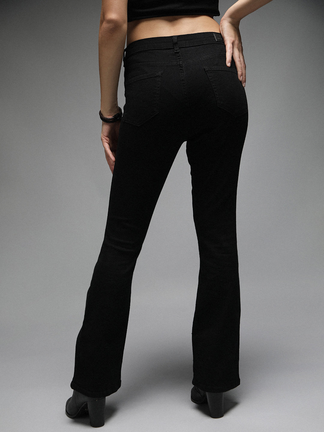 Women Bootcut High-Rise Clean Look Cotton Jeans