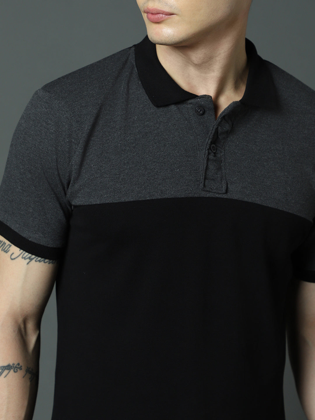 Men Black Polo Collar Regular Pure Cotton T-shirt