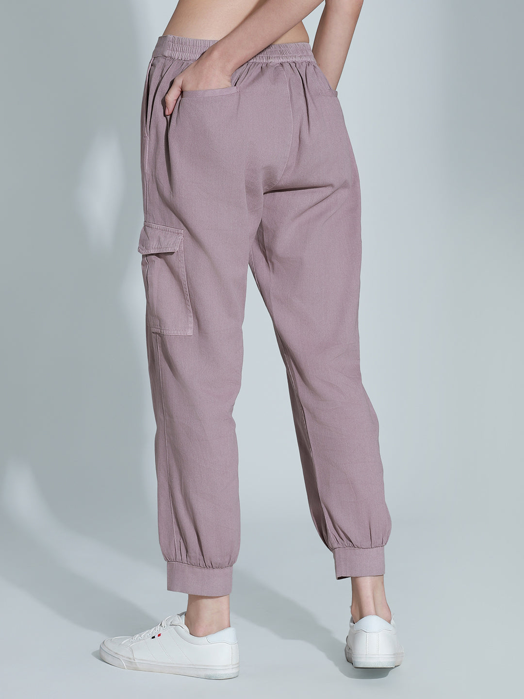 Women High-Rise Plain Cotton Joggers