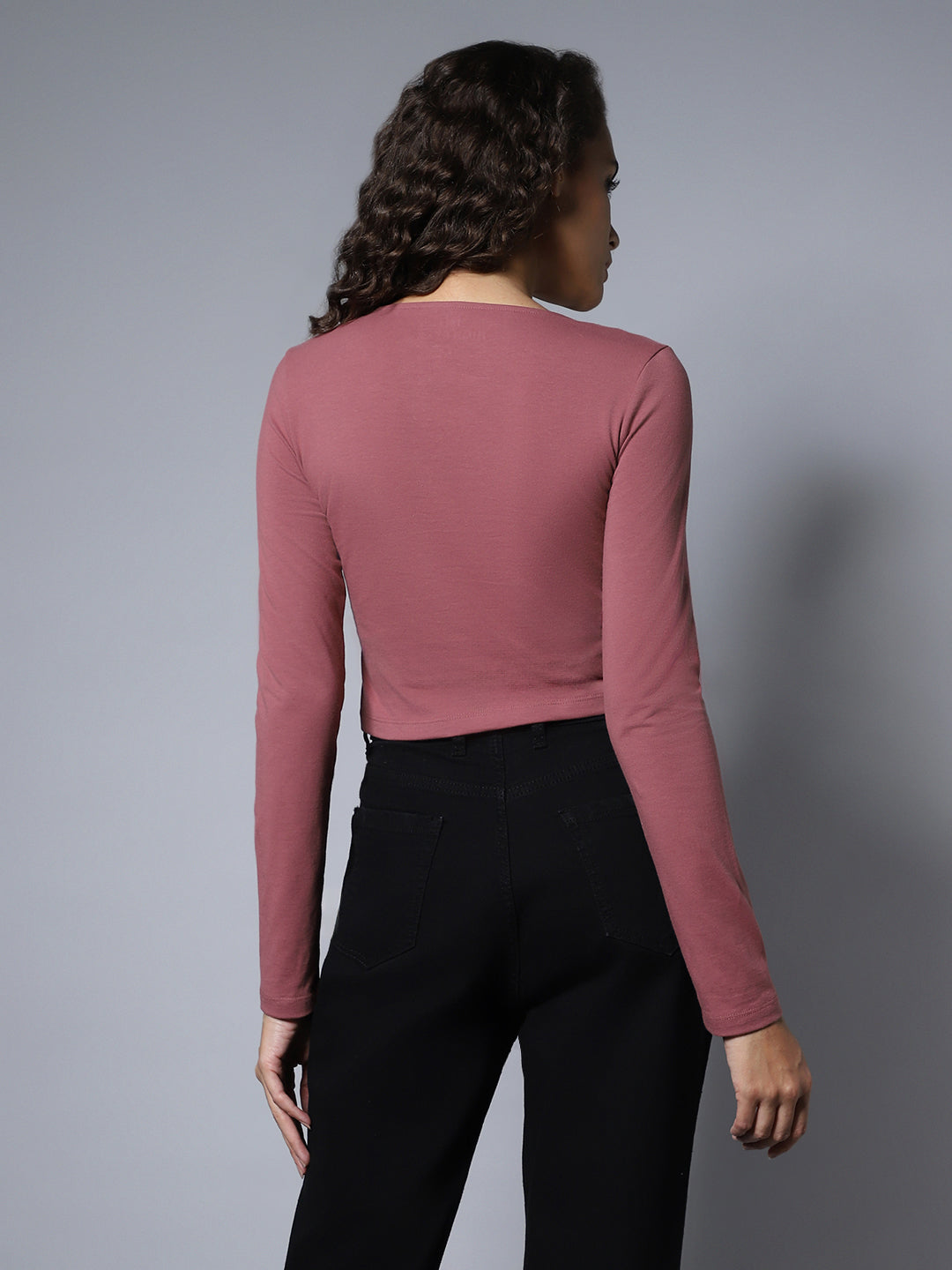 Solid Square Neck Full Sleeves Top