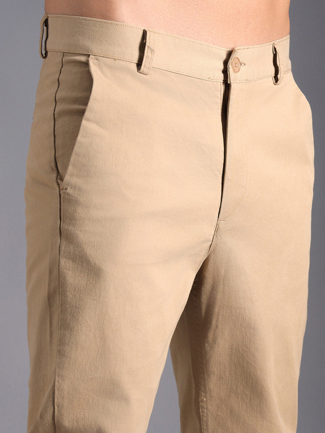 Men Relaxed Straight Leg Mid-Rise Chinos Trousers