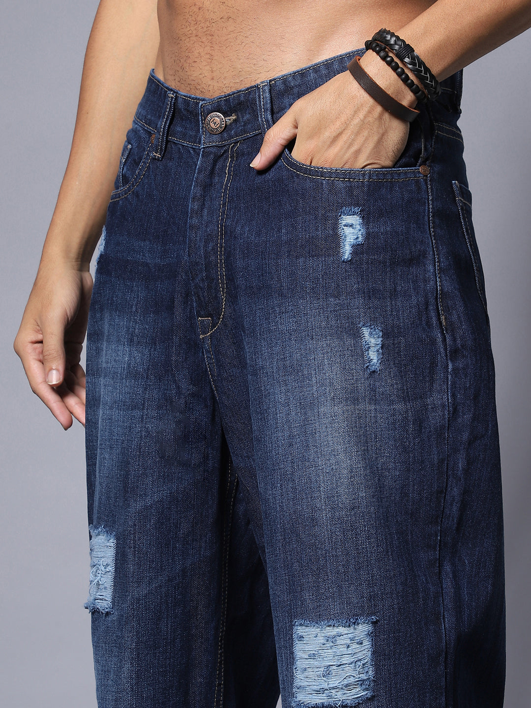 Cotton Loose Wide Leg Mid Rise Jeans